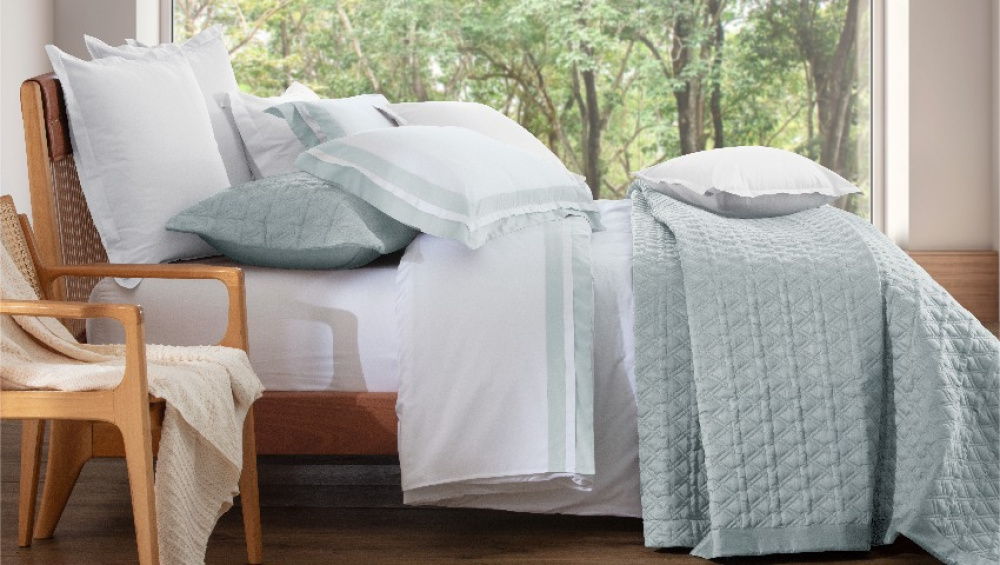 Jogo de Cama Casal St. Honoré 300 fios Verde Fog 100% Algodão Naturalle