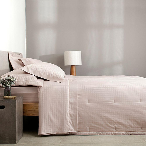Kit Colcha Buddemeyer Damask Square 3 Peças 300 Fios 100% Algodão Cetim Queen Cor Rosa