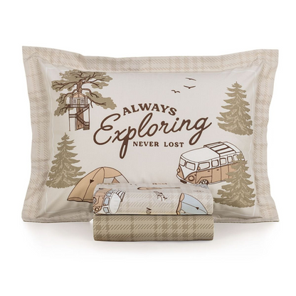 Jogo de Cama Infantil Solteiro 200 Fios 100% Algodão Aventura