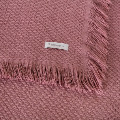 Colcha Buddemeyer Jacque com Franja Modelo 10014-104 100% Algodão Tricot Casal Cor Rosa