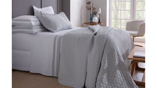 Jogo de Cama Casal Double Branco/Prata 200 fios 100% Algodão Naturalle