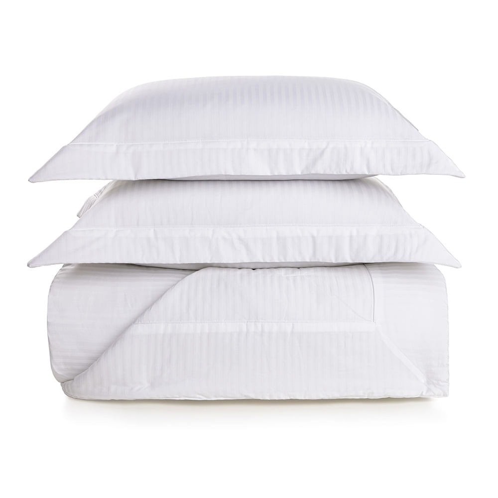Colcha com Porta Travesseiros King Trussardi Fratelli 300 Fios 100% Algodão Egípcio Branco