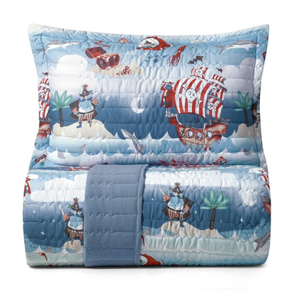 Jogo de Colcha Altenburg Mundo Kids Malha Antimicrobiana 3 Peças Náutico 2,10x2,40m