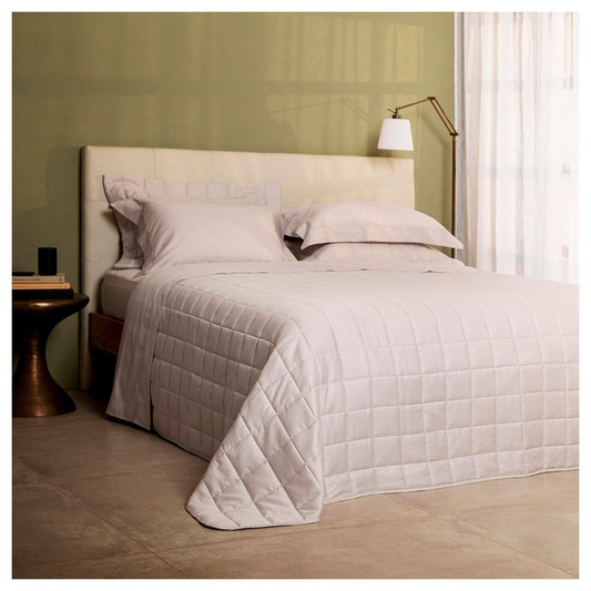 Jogo de Cama Buddemeyer Cetim Damask Stripes P.15 300 Fios 100% Algodão Super King Cor Bege