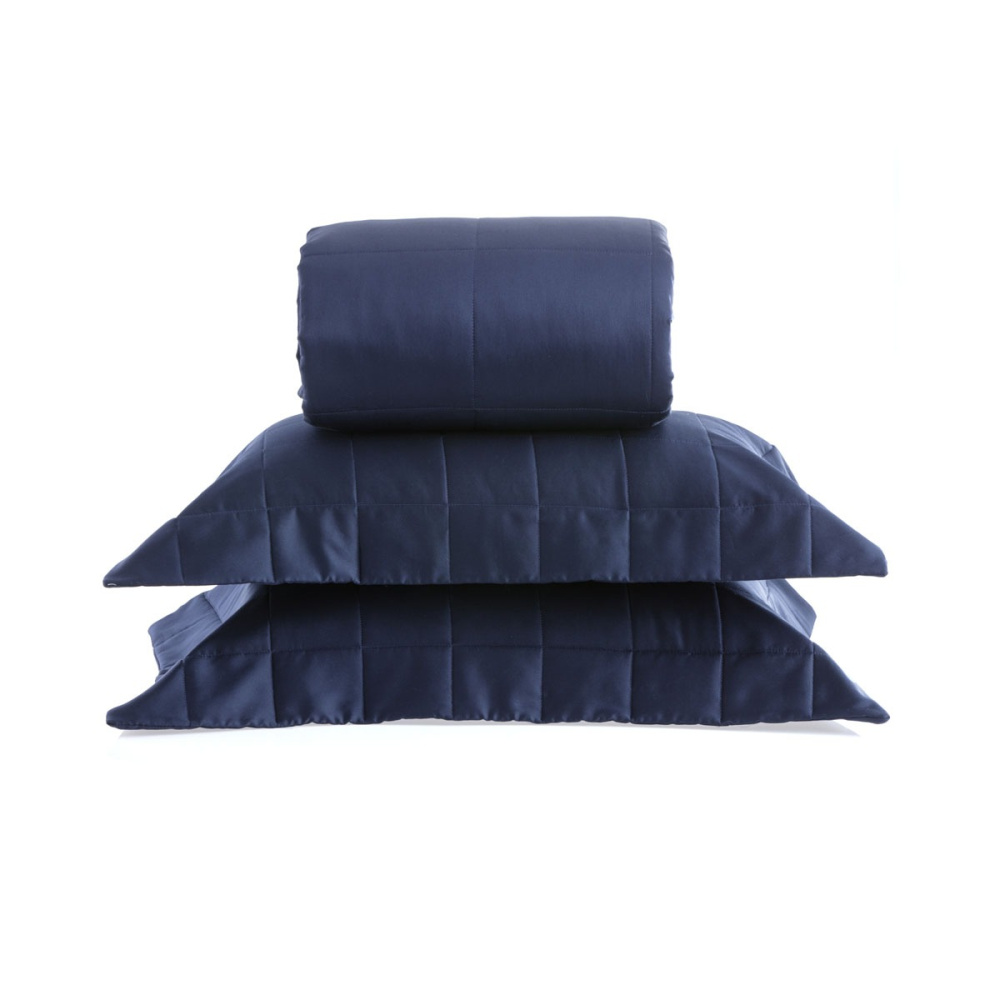 Colcha Satinee Square Queen Cor Azul 100% Algodão