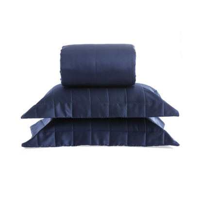 Colcha Satinee Square Queen Cor Azul 100% Algodão