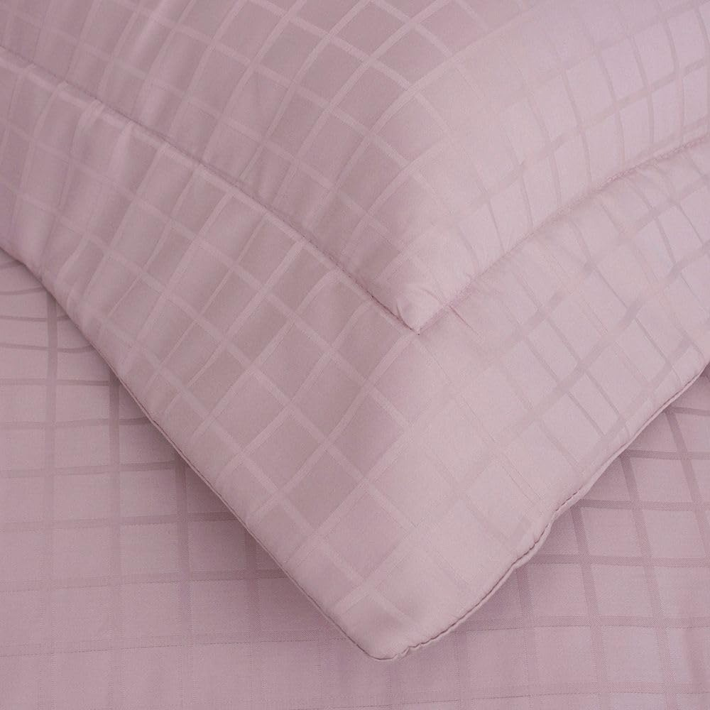 Kit Colcha Buddemeyer Damask Square 2 Peças 300 Fios 100% Algodão Cetim Solteiro Cor Rosa