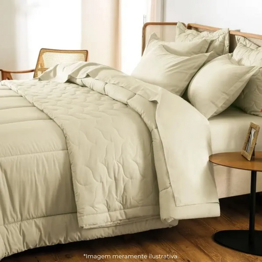 Jogo de Cama Karsten 4 Peças 100% Algodão Casal Bege