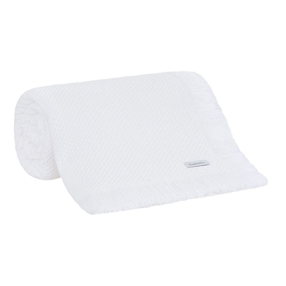 Colcha Buddemeyer Jacque com Franja Modelo 10014-104 100% Algodão Tricot Casal Cor Branco