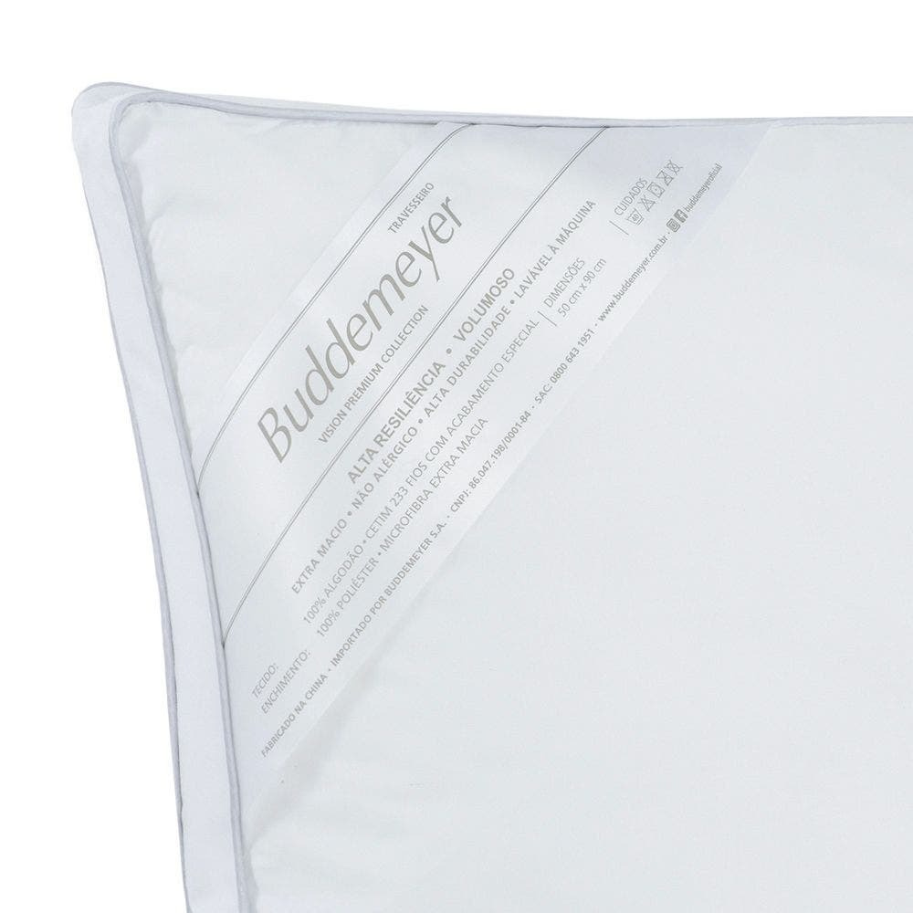 Travesseiro Vision Fill 50x90 cm Cor Branco 233 Fios 100% Algodão Cetim