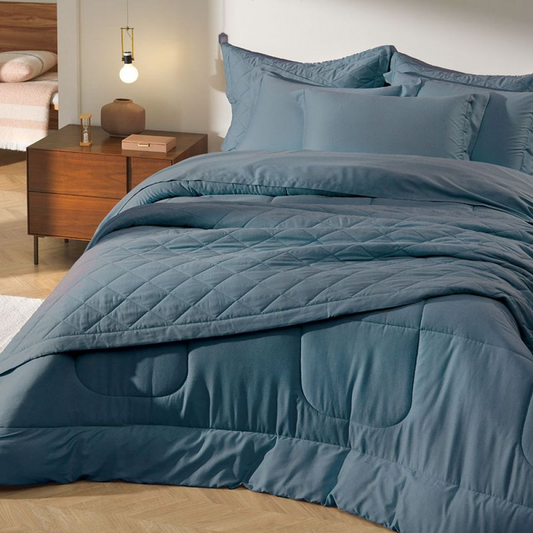 Jogo de Cama Karsten Bossa  100% Algodão 4 Peças 290 x 260cm King Cinza