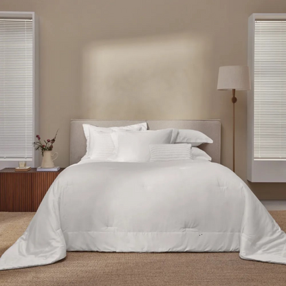 Jogo de Colcha Trussardi Dianna Queen Branco 300 Fios 100% Algodão Egípcio – 2,70 x 2,70m