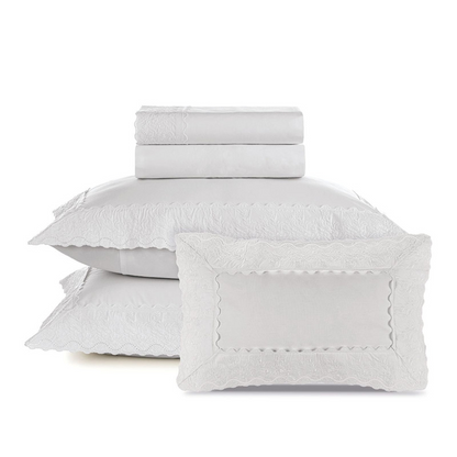 Jogo de Cama King com Capa de Almofada 200 Fios 100% Algodão Antônia Branco
