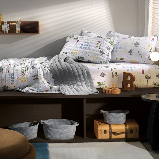 Jogo de Colcha Altenburg Mundo Kids Malha Antimicrobiana 3 Peças Virtual 2,10x2,40m