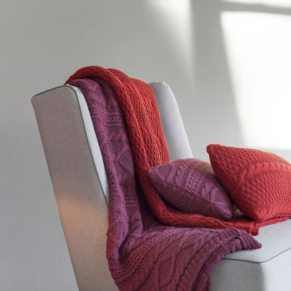 Manta Tricot Frankie 125x150 cm Cor Terracota 100% Poliéster