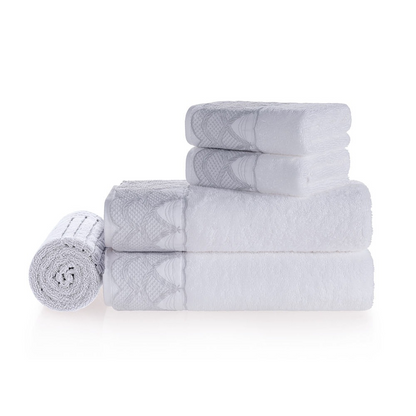 JOGO BANHO ROSTO FELPUDO 5 PECAS VILLAGGI BRANCO/LEGNO