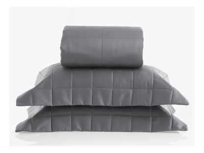 Colcha Satinee Square Super King Cor Cinza 100% Algodão