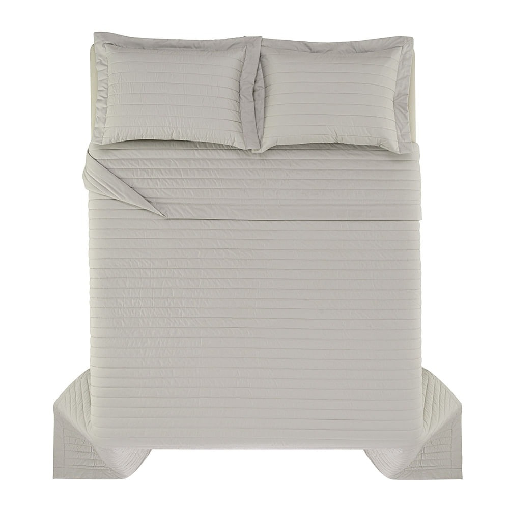 Kit Cobre Leito Colcha Trussardi Monteleone 100% Algodão 240 x 260cm Queen Grigio
