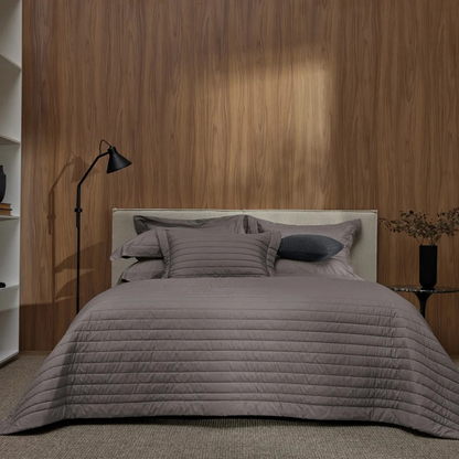 JOGO DE COLCHA MONTELEONE ARDOSIA QUEEN 2,40x2,60 200 fios 100% algodão Trussardi