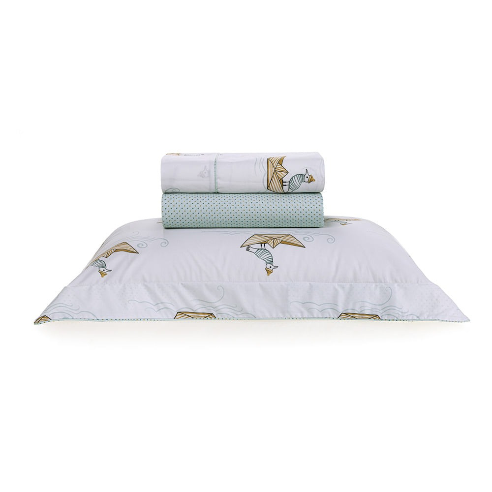 Jogo de Cama Marinai Solteiro Infantil 200 Fios 100% Algodão Trussardi 1,70x2,60cm