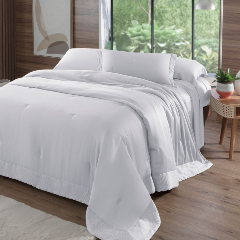 Colcha Bali Bambu 400 Fios Queen Cor Branco