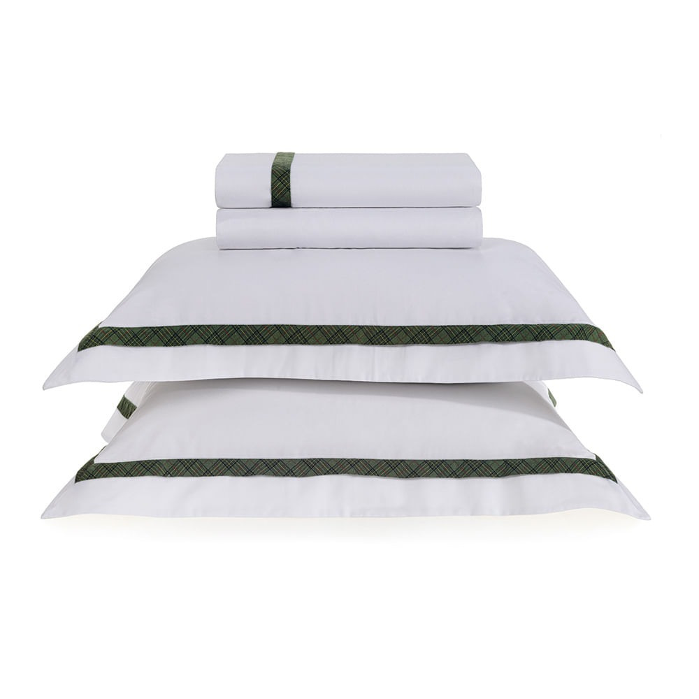 Jogo de Cama Queen Trussardi Eleganza 300 Fios 100% Algodão Branco 240x280cm