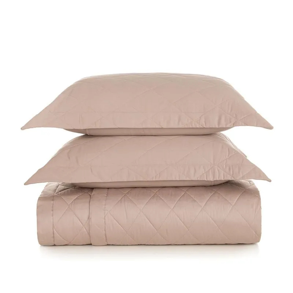 Jogo de Colcha Karsten Bossa 100% Algodão 290 x 260 cm king Rosa