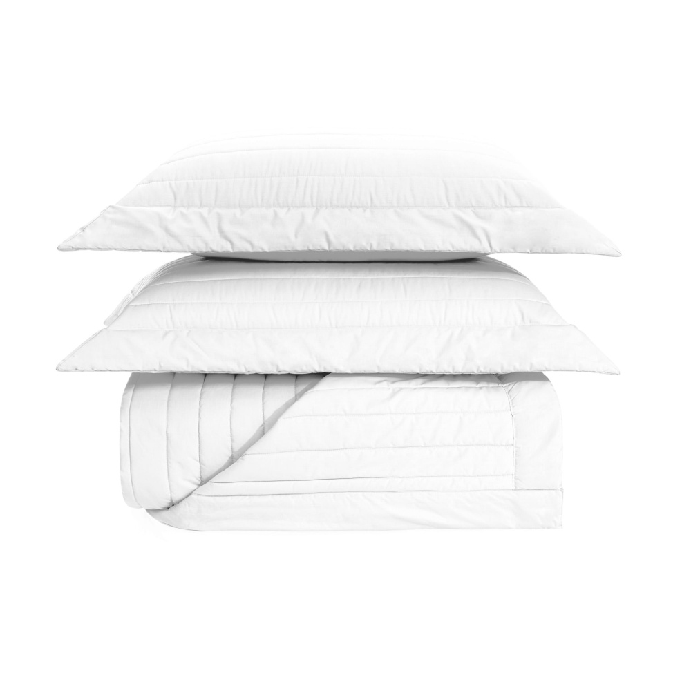 Kit Cobre Leito Colcha Trussardi Monteleone 100% Algodão 290 x 260cm King Branco