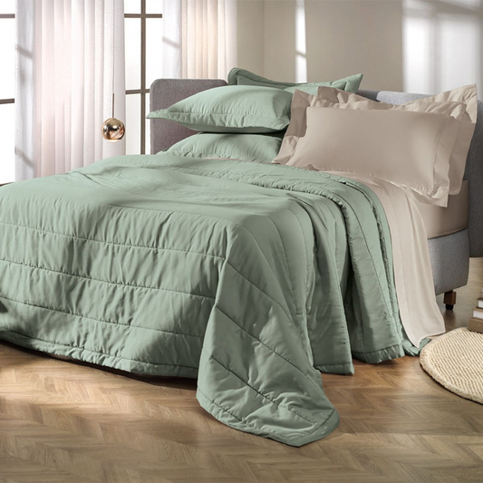 Jogo de Colcha Altenburg Liso Básico 300 Fios 2,60x2,75m Cor Verde Agave