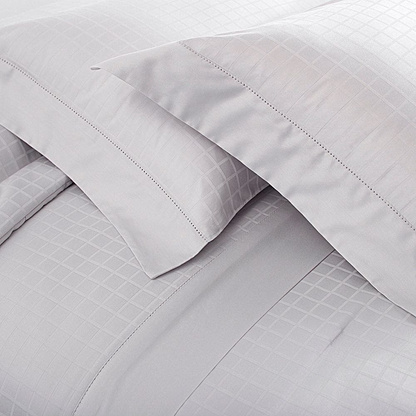 Jogo de Cama Cetim Damask Square 300 Fios 100% Algodão Casal Cor Cinza