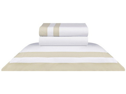Jogo de Cama Casal Double Branco/Fendi 200 fios 100% Algodão Naturalle
