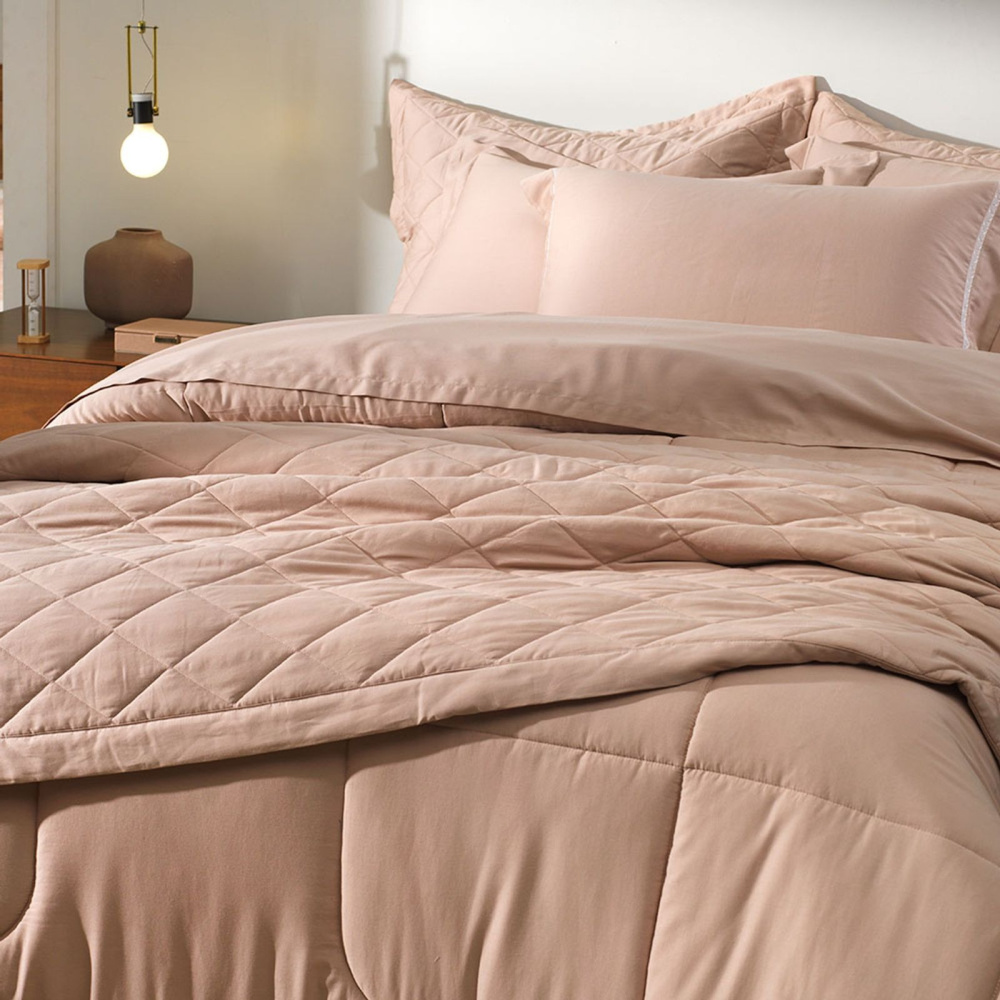 Jogo de Cama Queen 300 Fios 100% Algodão Bossa rosa