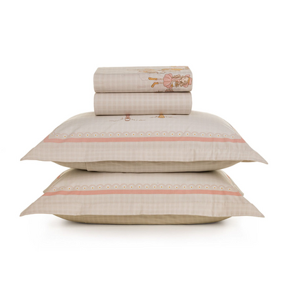 Jogo de Cama Karsten Daisy 4 peças 100% Algodão 220 x 250cm 112gm²  Casal Estampado