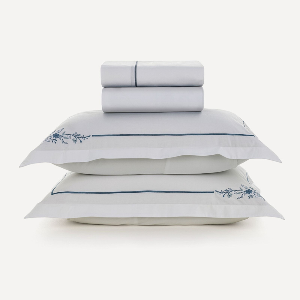 Jogo de Cama Casal 200 Fios 100% Algodão Helen Branco Karsten