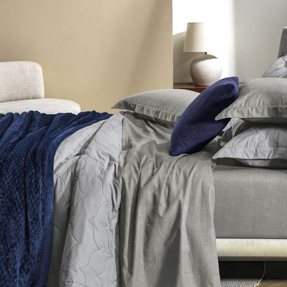 Jogo de Cama Queen 100% Algodão Tesso Cinza Karsten
