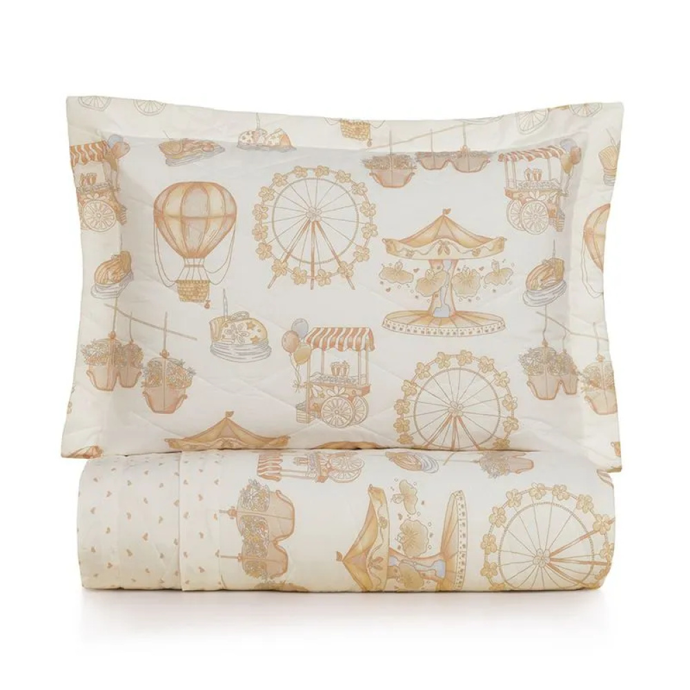 Colcha Solteiro Infantil com Porta Travesseiro 200 Fios 100% Algodão Vick