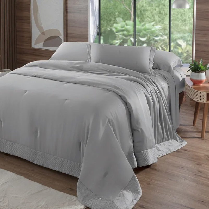 Colcha Kacyumara Bali Bambu 400 Fios Queen Prata