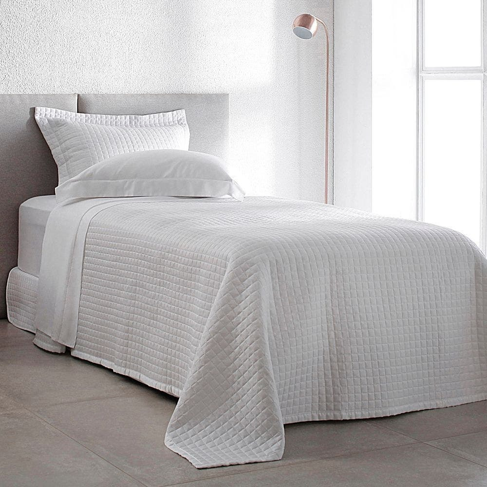 Kit Colcha Buddemeyer New Colors Micromatelassê 2 Peças 270 Fios 100% Algodão Cetim Solteiro Cor Branco