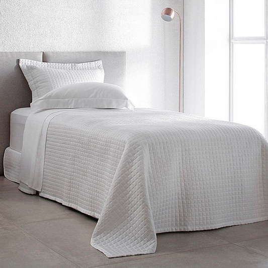 Kit Colcha Buddemeyer New Colors Micromatelassê 2 Peças 270 Fios 100% Algodão Cetim Solteiro Cor Branco