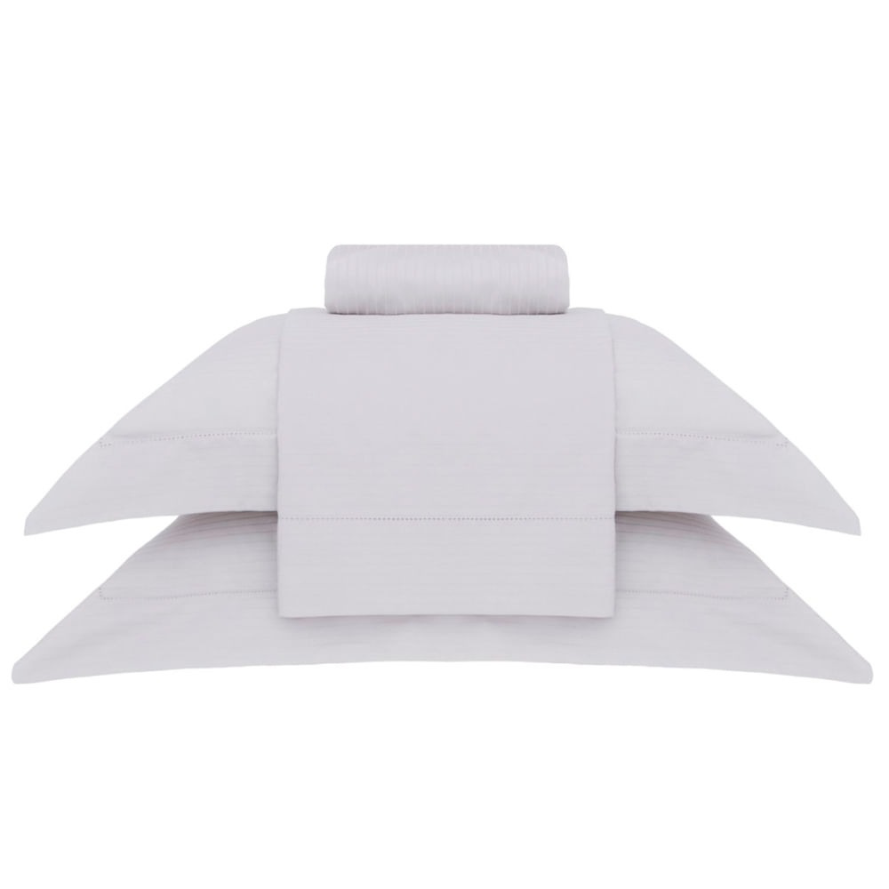 Jogo de Cama Buddemeyer Cetim Damask Stripes P.15 300 Fios 100% Algodão Super King Cor Bege