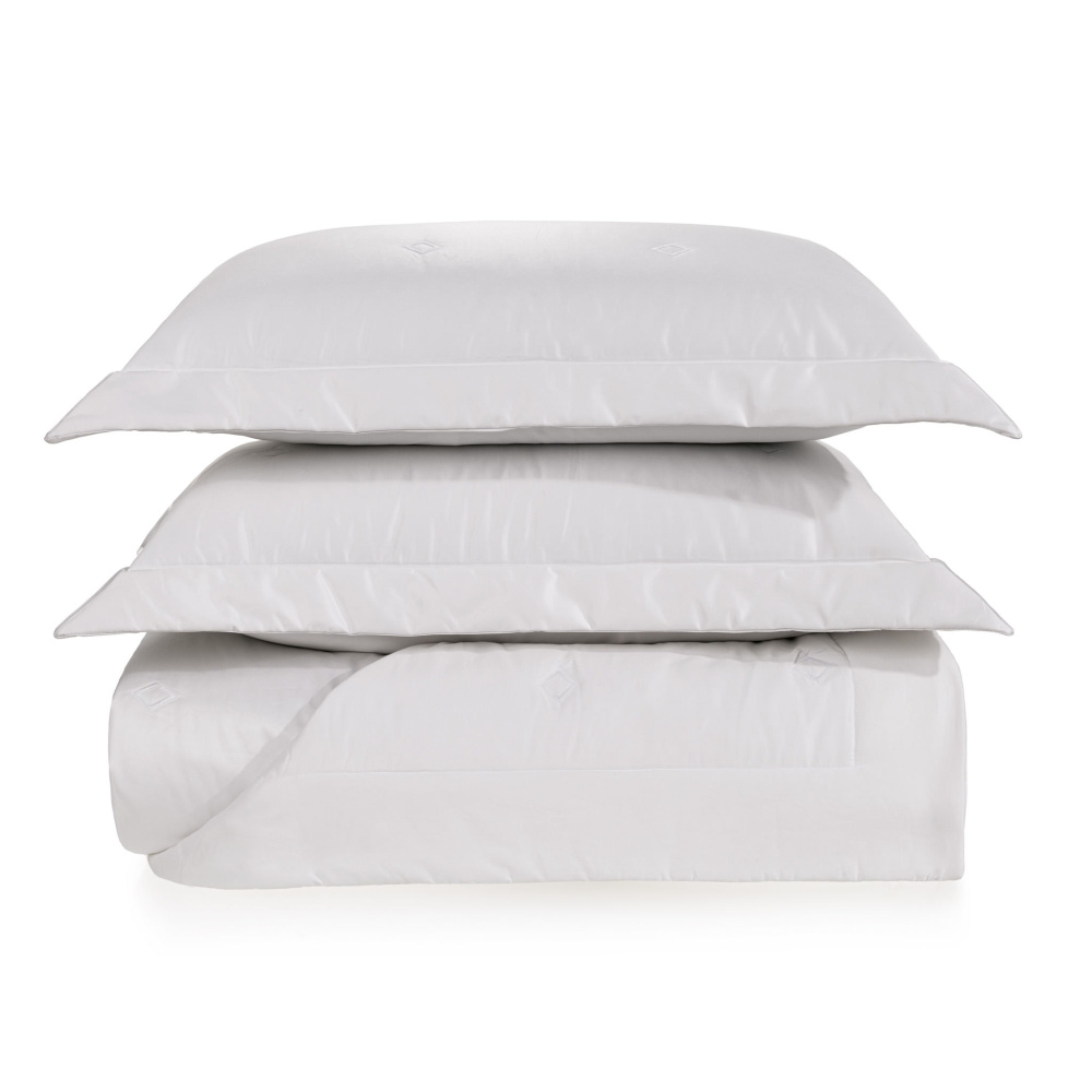 Colcha com Porta Travesseiros King 100% Algodão Egípcio Mille Branco Trussardi