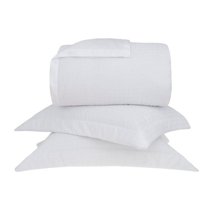 Kit Colcha Buddemeyer Damask Square 3 Peças 300 Fios 100% Algodão Cetim Queen Cor Branco