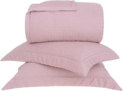 Kit Colcha Buddemeyer Damask Square 3 Peças 300 Fios 100% Algodão Cetim Queen Cor Rosa