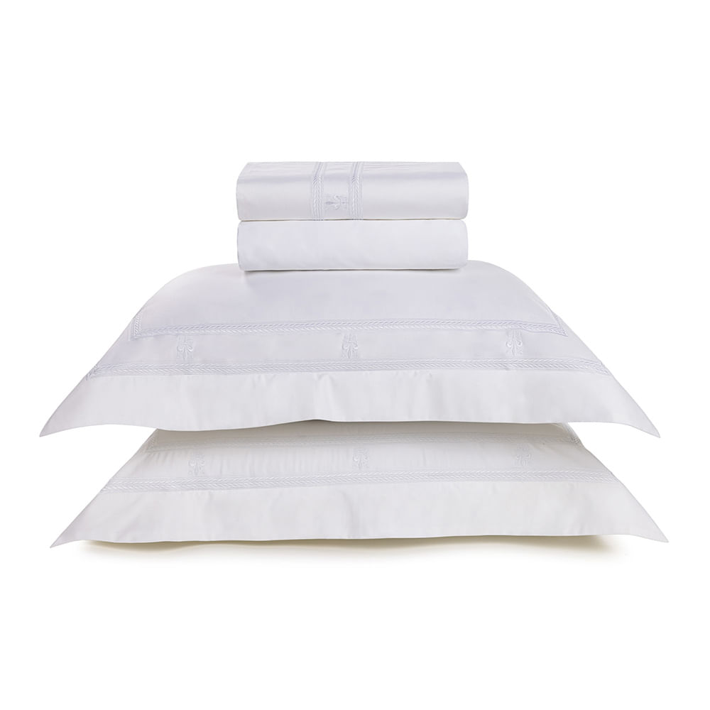 Jogo de Cama Trussardi Florim 100% Algodão 240 x 280cm Queen Branco