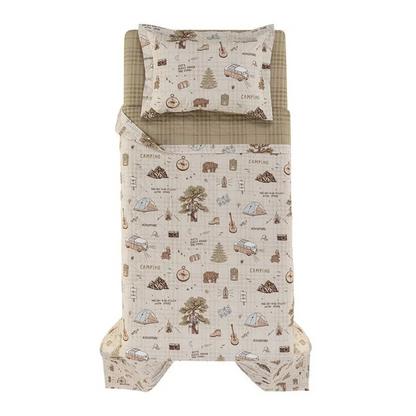 Colcha Infantil Solteiro com Porta Travesseiro 200 Fios 100% Algodão Aventura