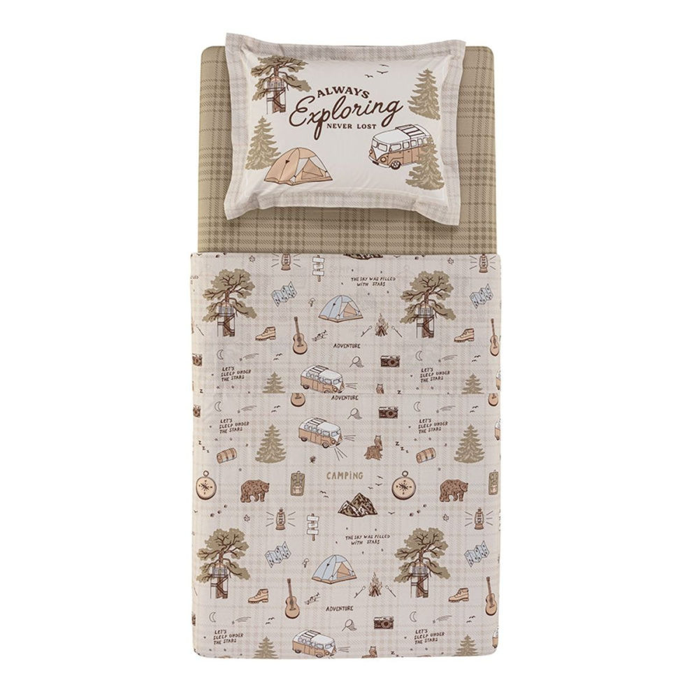 Jogo de Cama Infantil Solteiro 200 Fios 100% Algodão Aventura