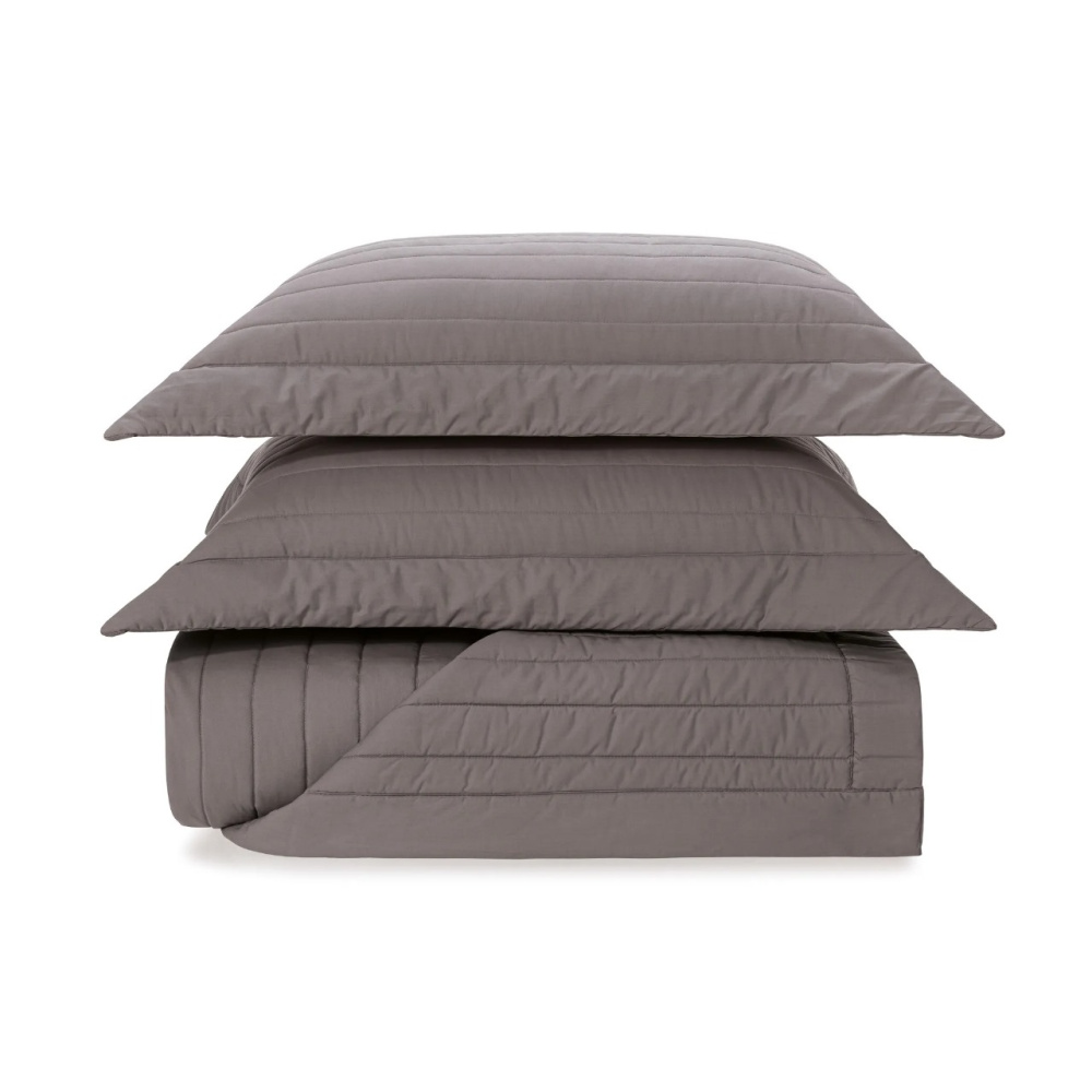 JOGO DE COLCHA MONTELEONE ARDOSIA QUEEN 2,40x2,60 200 fios 100% algodão Trussardi