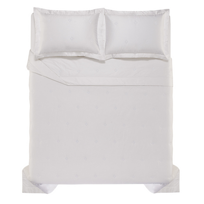 Colcha com Porta Travesseiros King 100% Algodão Egípcio Mille Branco Trussardi