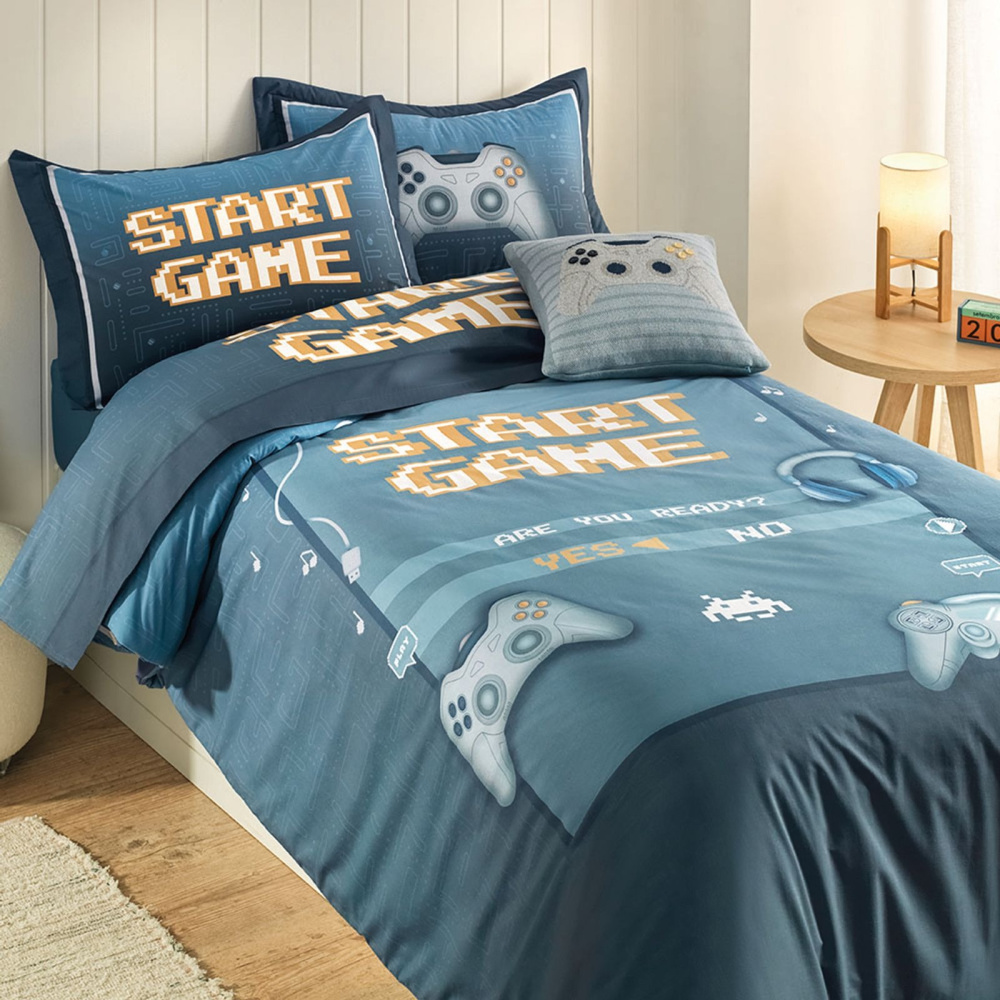 Colcha Infantil Solteiro com Porta-travesseiro 200 Fios Game