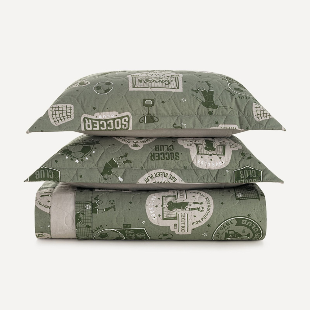 Colcha Infantil Casal com Porta-travesseiros 200 Fios Futebol 100% algodão Karsten